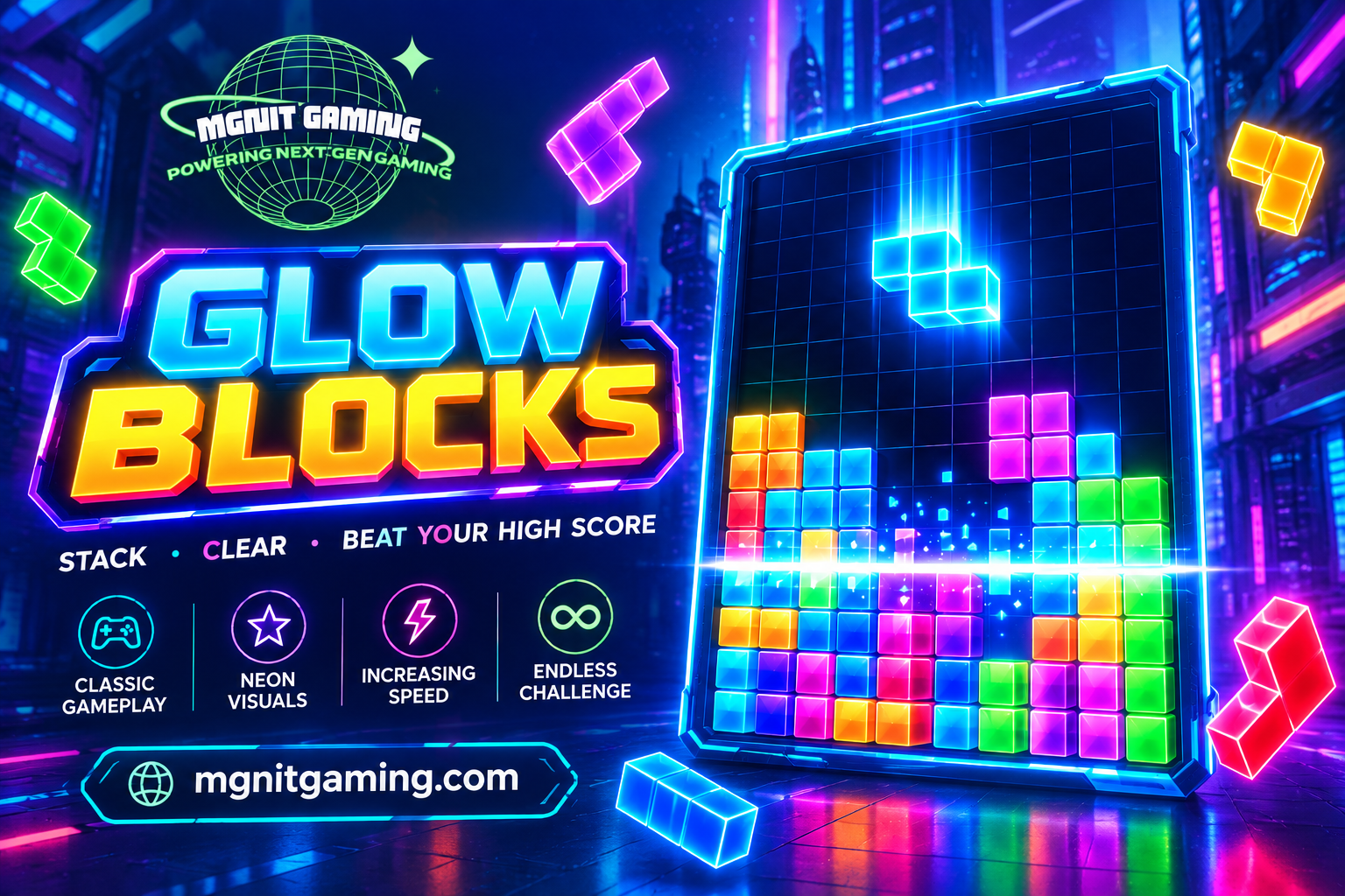 Glow Blocks | A Neon Puzzle Challenge for Endless Fun